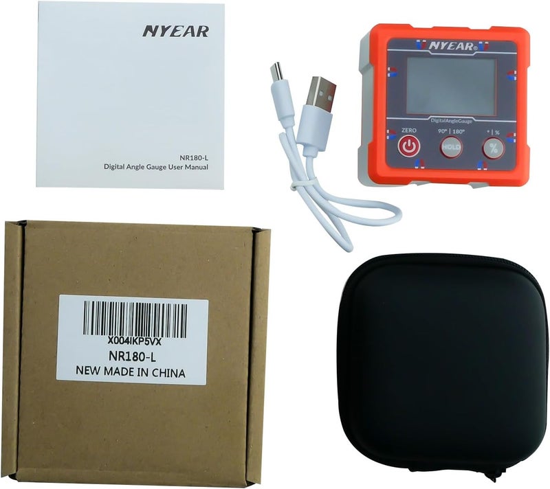 NYEAR Digital Electronic Angle Gauge Type-C Rechargeable, Four sided strong magnet, IP67 waterproof rating, Measures 0-90 and 0-180 Degree Ranges, Measures and Sets Angles or TAN - Image 5